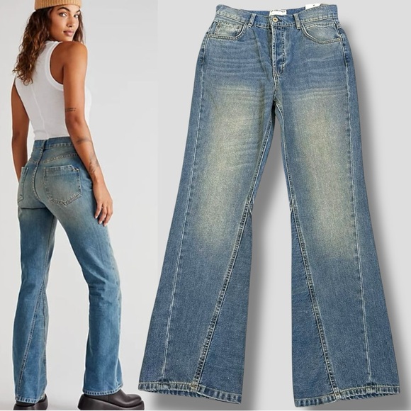 We The Free Denim - Free People Western Bohemian Serafin Boot Cut Jeans Light Vintage Wash Size 27